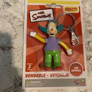 New Vintage The Simpsons Bendable Keychain Krusty The Clown 2003 NJCroce